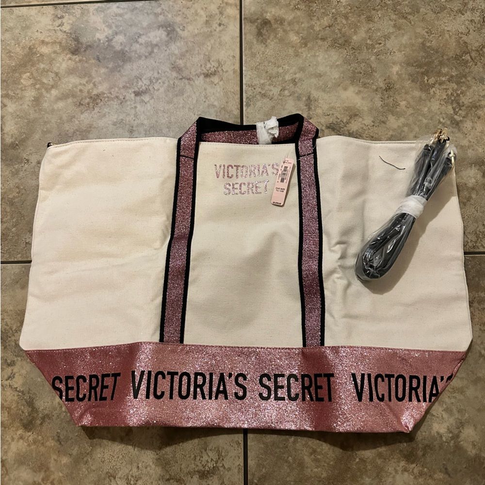 Victorias Secret Pink Glitter Tote Bag